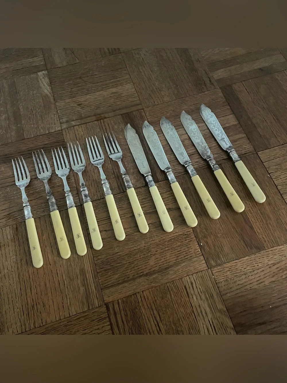 Antique Victorian R.F. Mosley Sheffield Silverplate Fish Set 11pc